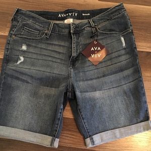 NWT Distressed Denim Bermuda Shorts